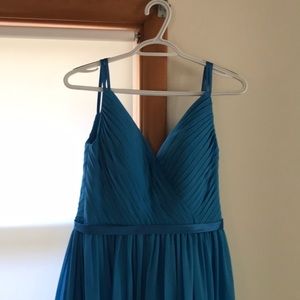 Floor length royal blue bridesmaids dress